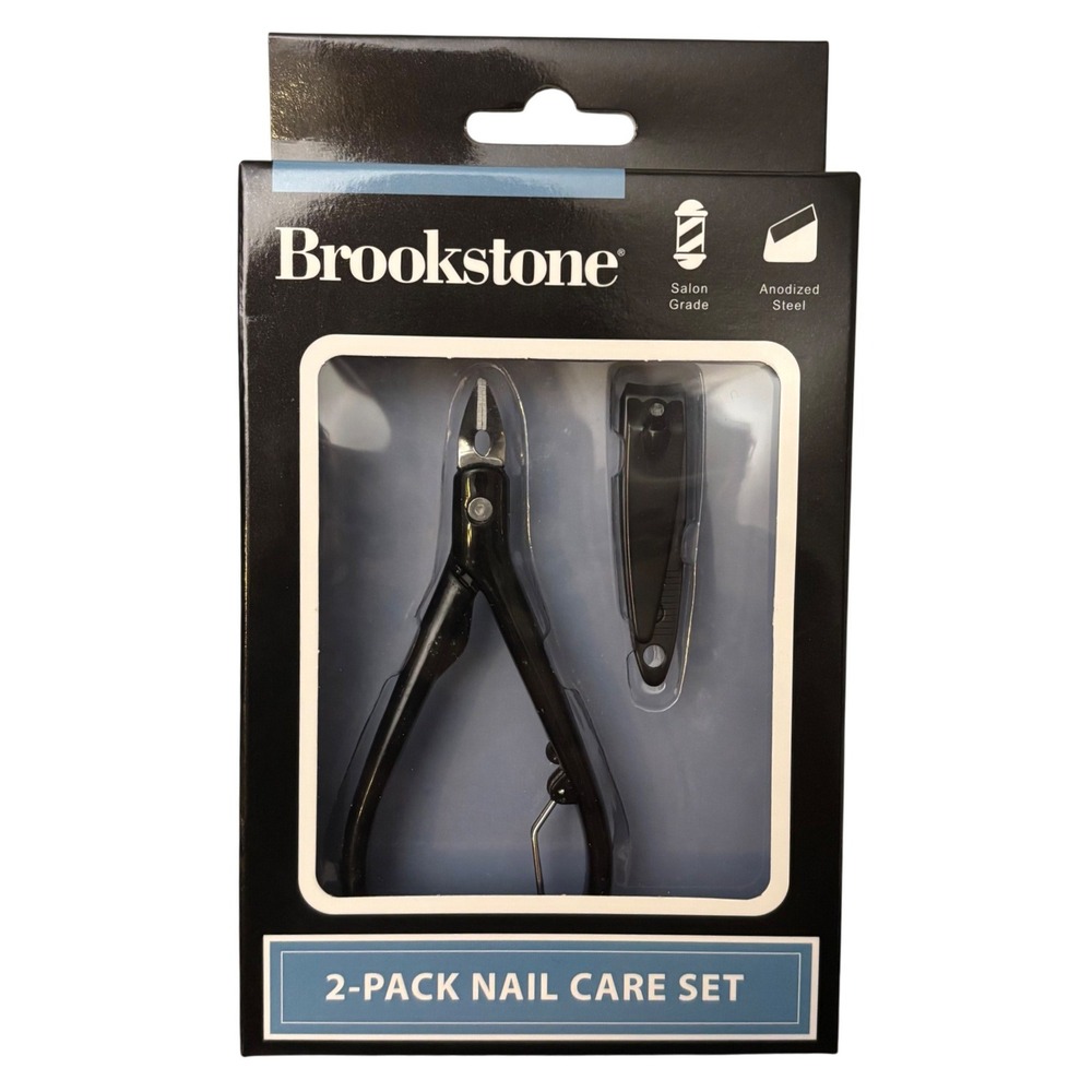 Brookstone 2-Pack Nail Care Set | Anodized Steel Cuticle Nipper, Nail Clipper